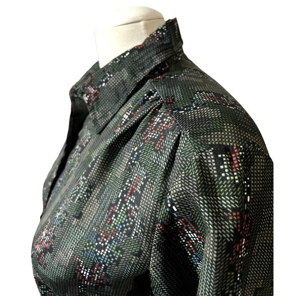 Vintage Womens Button Down Seventies Shirt Sz M Womens from Brooks Abstract Poly - Picture 6 of 8
